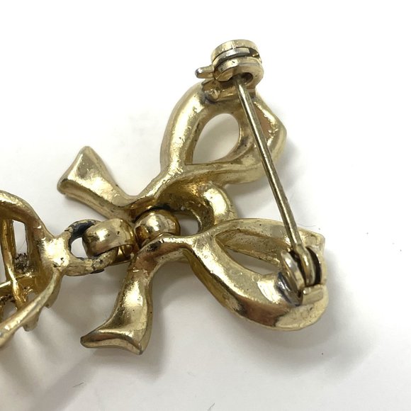 Vintage Gold Tone Bow with Moving Bell and Clapper Christmas Articulated Brooch - Picture 6 of 6